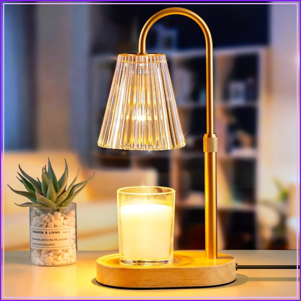 Amber Jar Candle - Adjustable Candle Warmer Lamp with Timer,