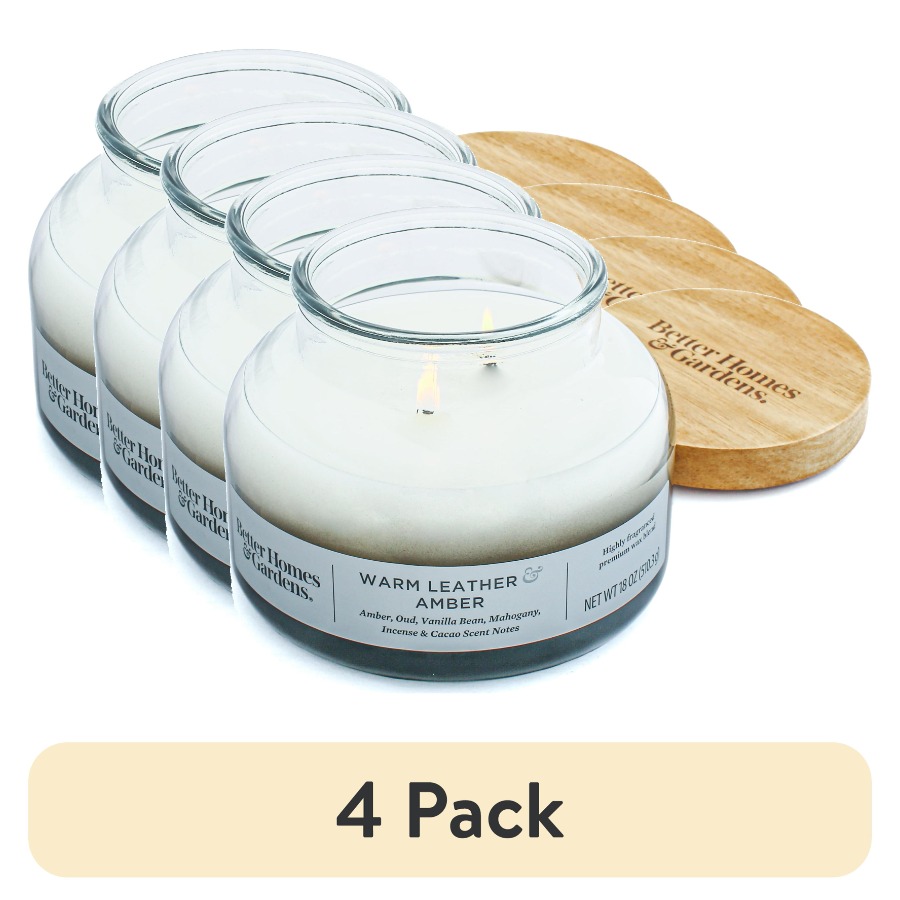 Amber Jar Candle - 4 pack Warm Leather Amber Scented
