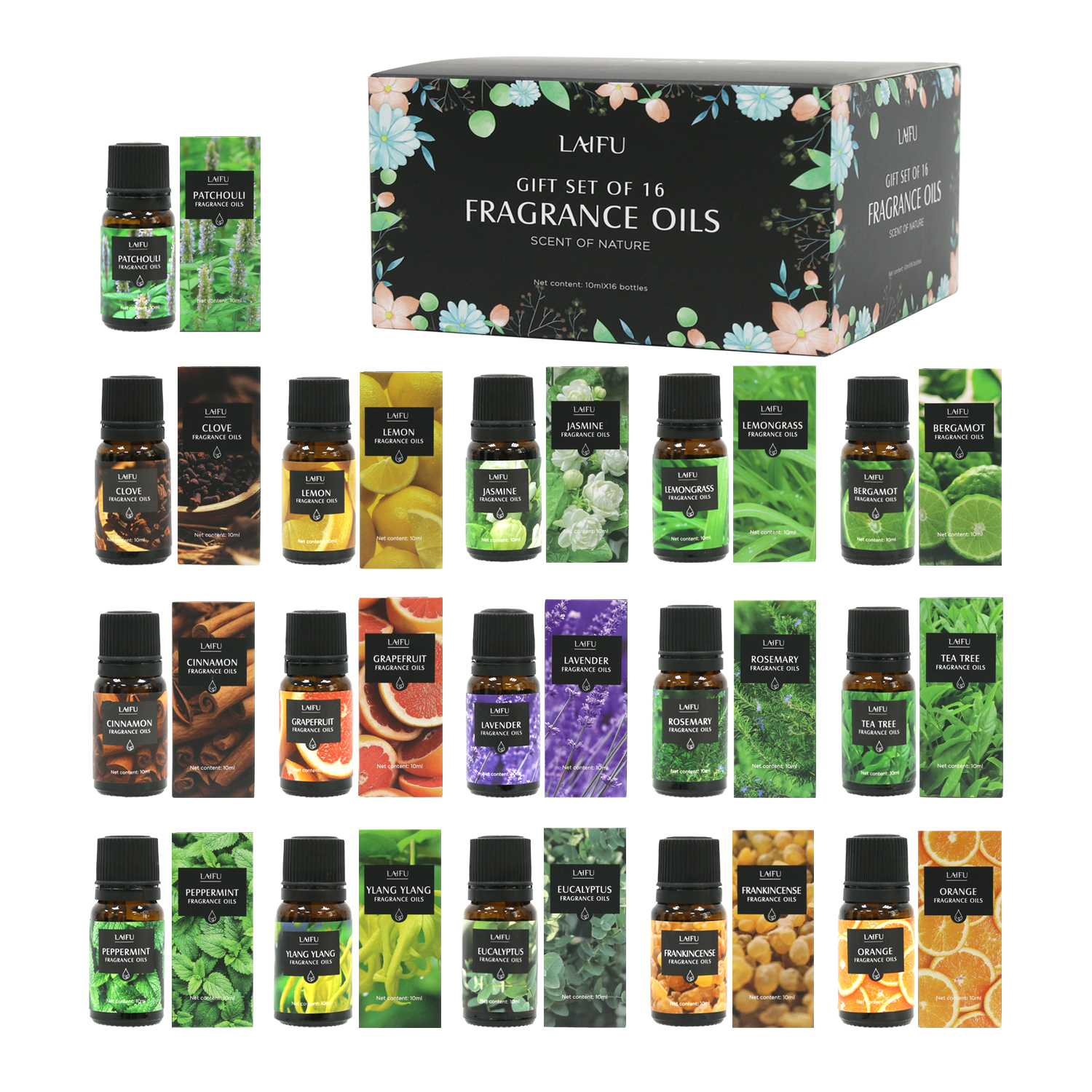 Home Fragrance Potpourri - 16x10ml Essential Oils Set for Diffuser
