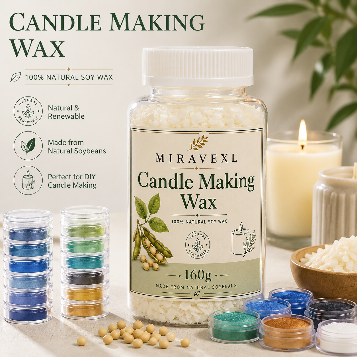 MIRAVEXL Soy Candle Wax 160g o - đánh giá và giá Soy Wax Flake