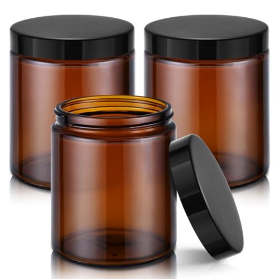 8oz Amber Glass Jars with Lids - đánh giá và giá Amber Jar Candle