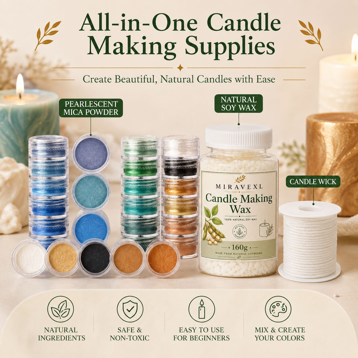 MIRAVEXL Natural Soy Wax 160g  - đánh giá và giá Soy Wax Flake