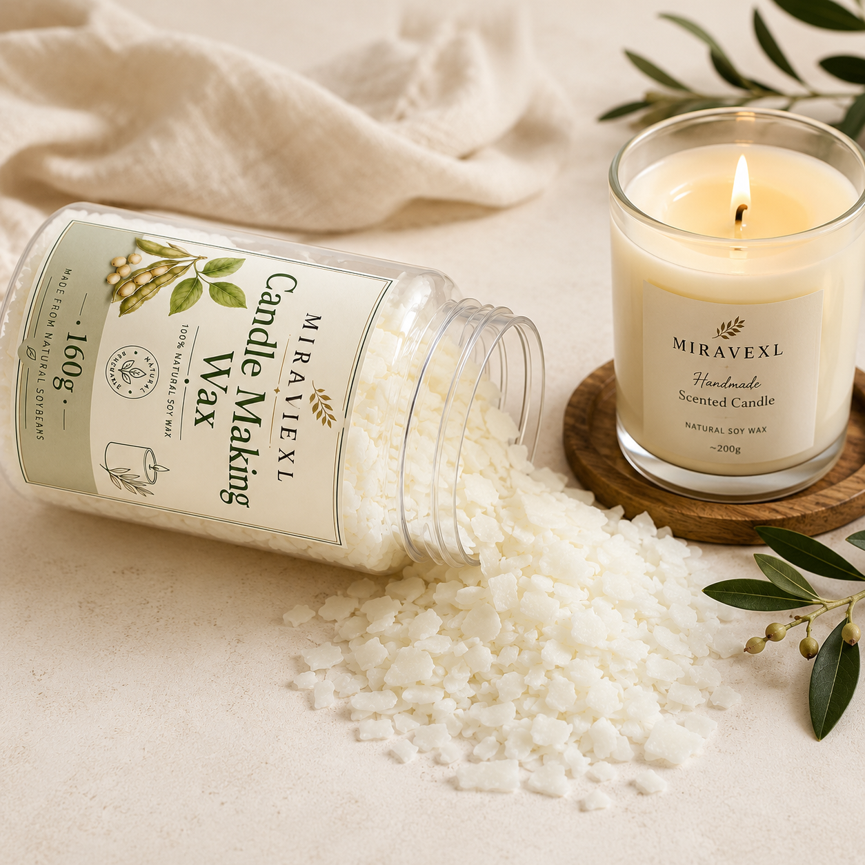 MIRAVEXL Natural Soy Wax 160g  - đánh giá và giá Soy Wax Flake