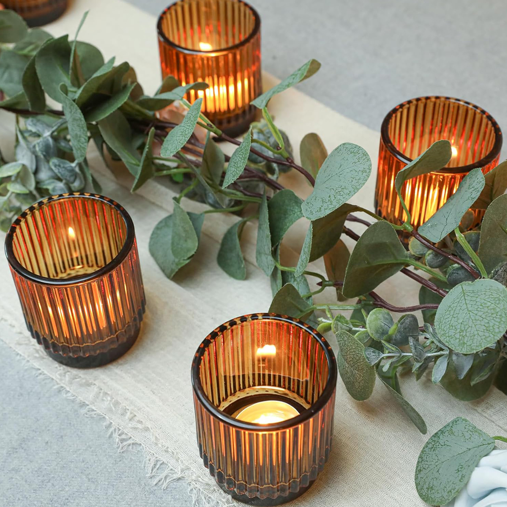 Vintage Ribbed Amber Glass Tea - đánh giá và giá Amber Jar Candle