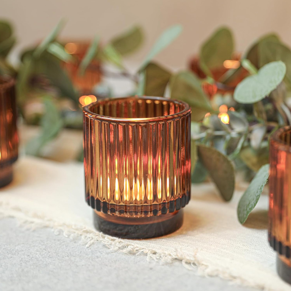 Vintage Ribbed Amber Glass Tea - đánh giá và giá Amber Jar Candle