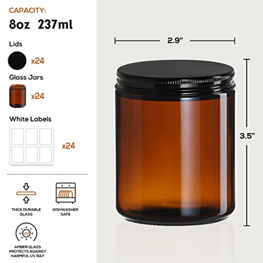 Pack 8 OZ Thick Amber Candle J - đánh giá và giá Amber Jar Candle
