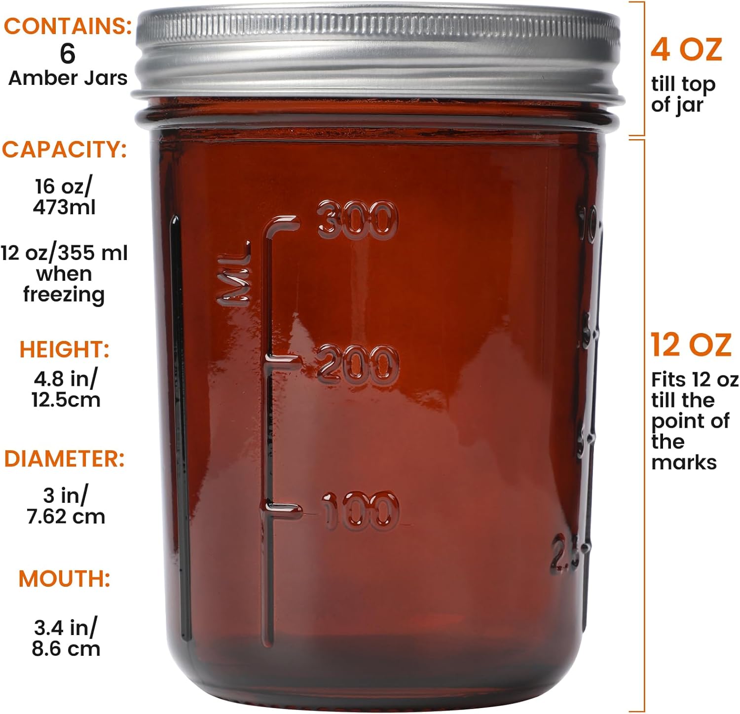 Amber Glass    Jars 16oz - 6 P - đánh giá và giá Amber Jar Candle