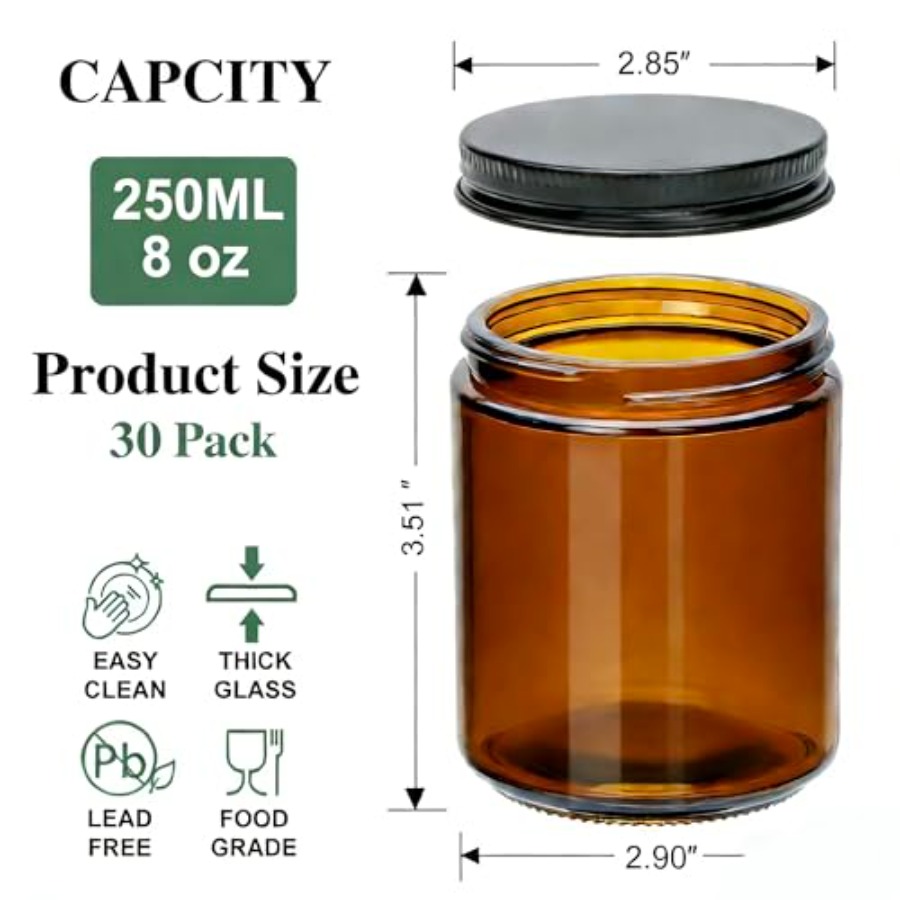 8oz Amber Candle Jars Set of 3 - đánh giá và giá Amber Jar Candle