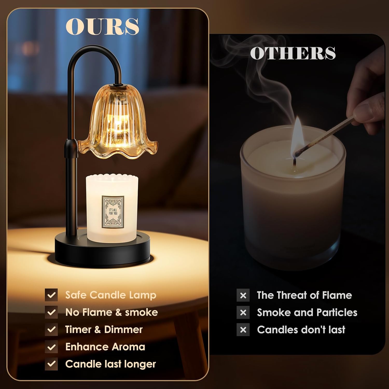 Candle Warmer Lamp with Timer, - đánh giá và giá Amber Jar Candle